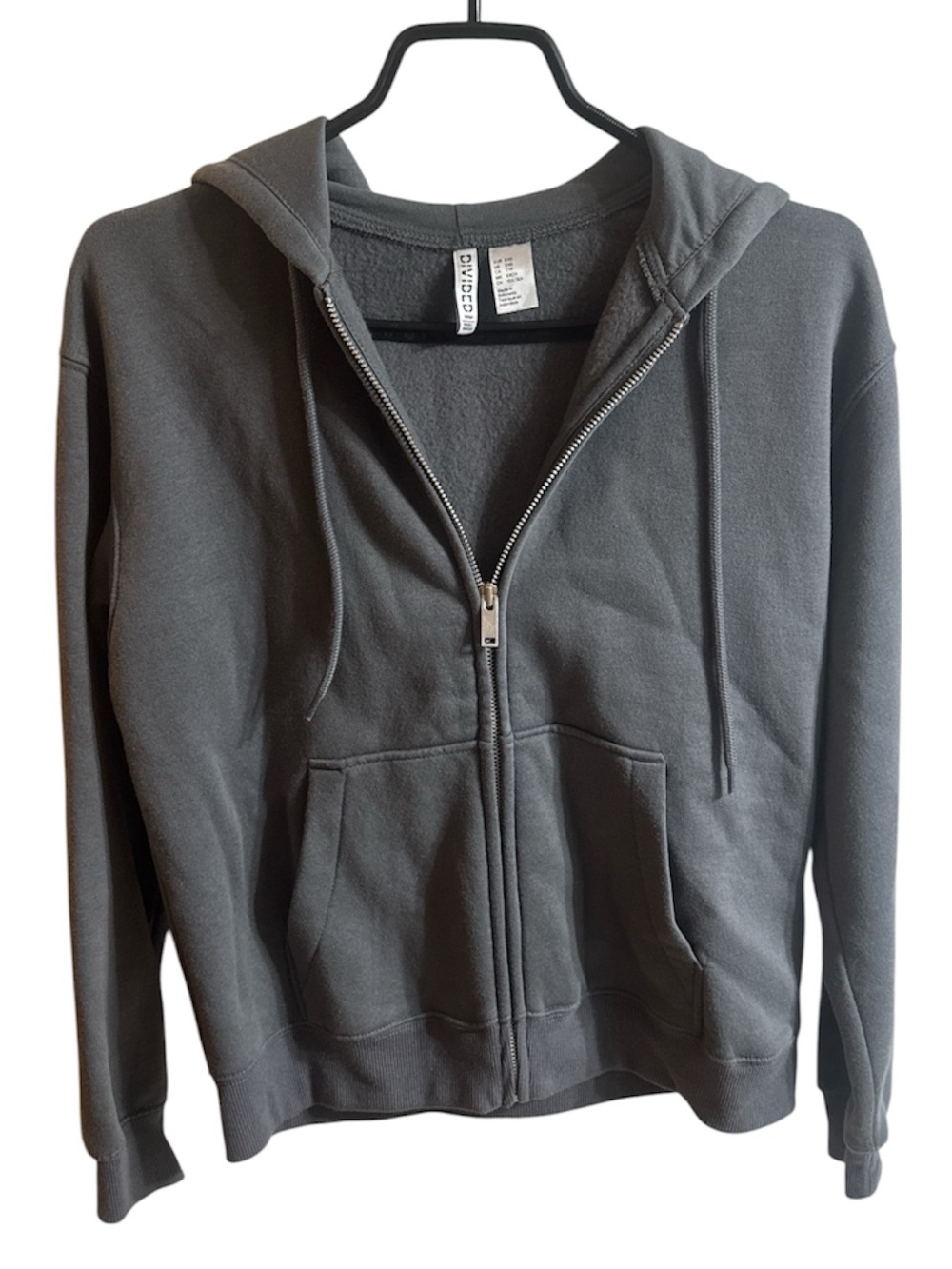 H&M Divided Women’s Dark Grey Oversized Full Zip Drawstring Hoodie XXS